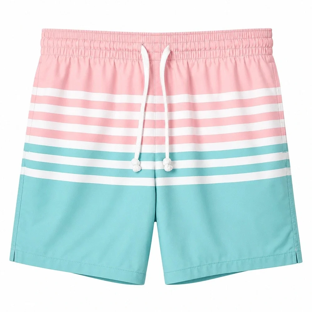 Chubbies Men's Swim Trunks XL Pink Teal Striped‎ 5.5 Inch Inseam Board Shorts